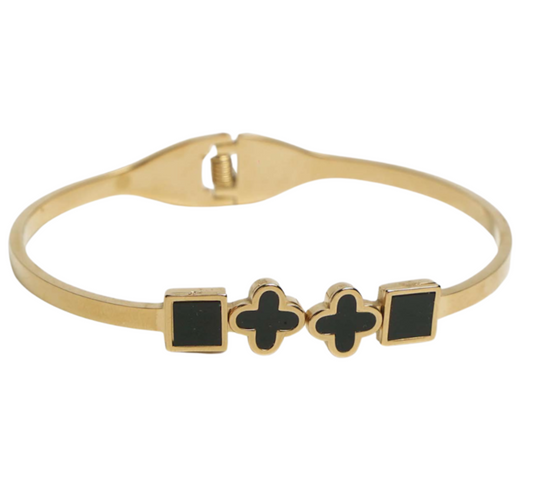 NOIR DOUBLE CLOVER BANGLE