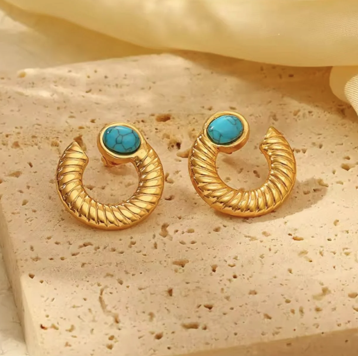 TURQUOISE HALO EAR STUDS