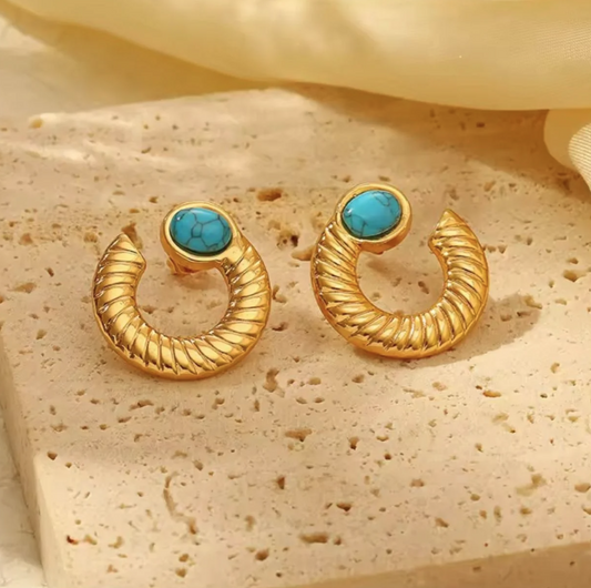 TURQUOISE HALO EAR STUDS