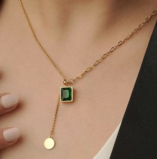 EMERALD HARMONY DUAL CHAIN PENDANT