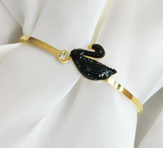 GOLDEN IVORY SWAN BANGLE