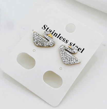 CRYSTAL SWAN EARSTUDS - White
