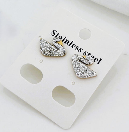 CRYSTAL SWAN EARSTUDS - White