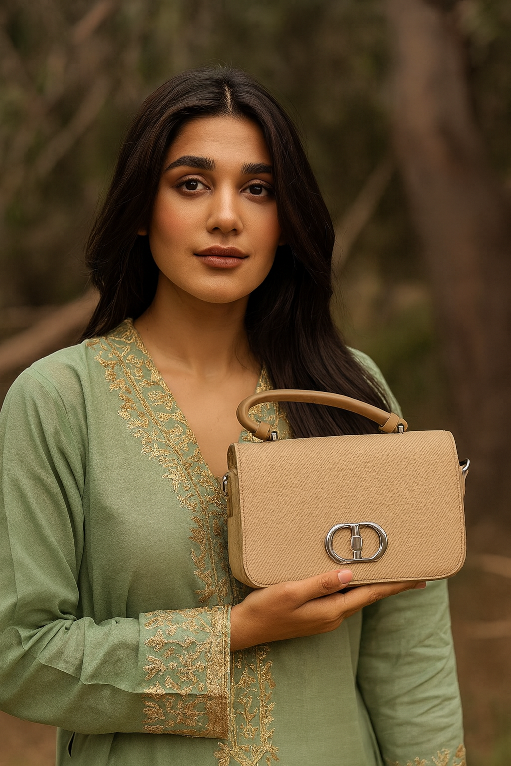 BEIGE CANVAS CROSSBODY