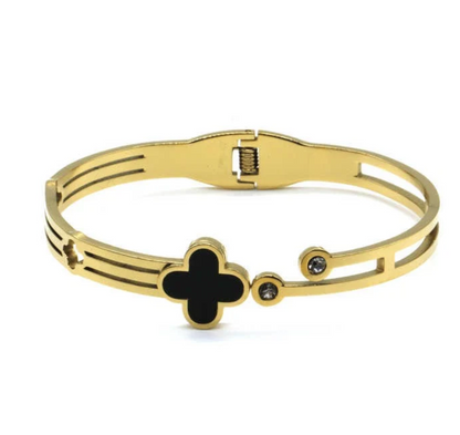 NOIR CLOVER CRYSTAL BANGLE