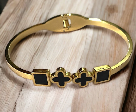 NOIR DOUBLE CLOVER BANGLE