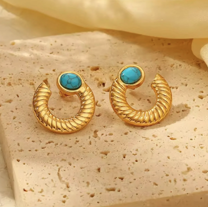 TURQUOISE HALO EAR STUDS