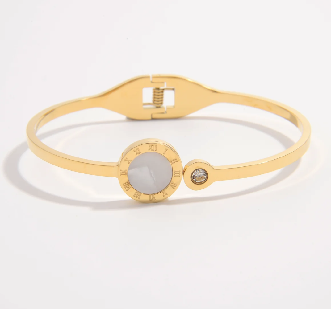 ROMAN IVORY  SOLITAIRE BANGLE