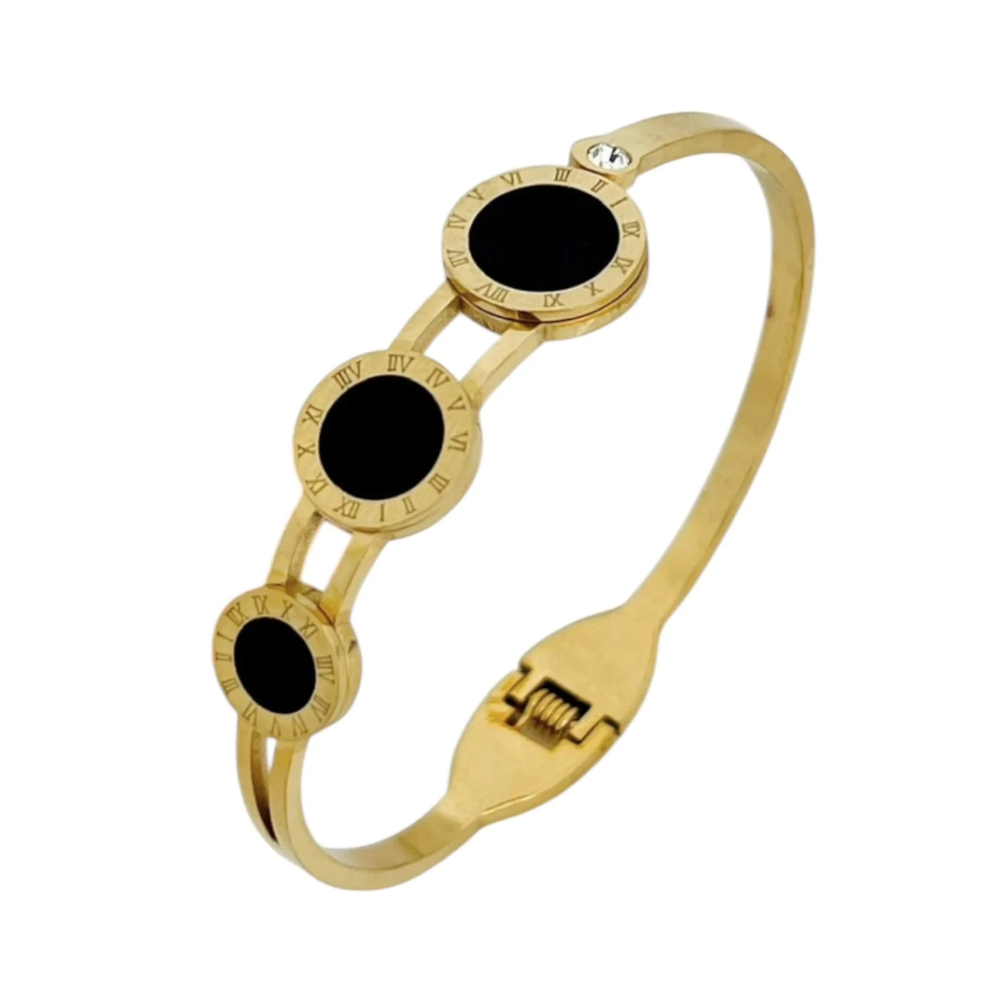 NOIR TRIPLE DIAL GOLD BANGLE