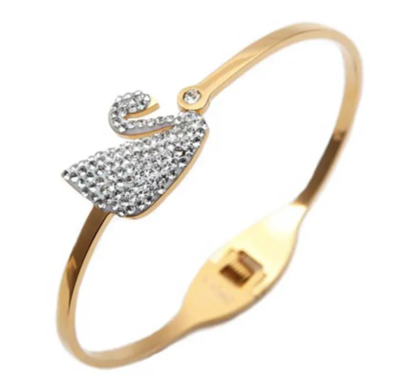 GOLDEN GRACE SWAN BANGLE - White